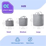 3-Pack All Sizes Sm, Md, Lg Utility Bags - Steel Grey